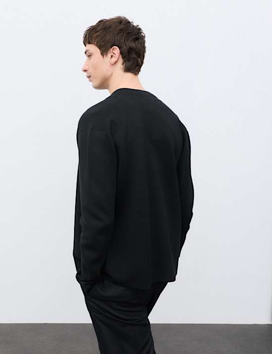 Blouson en maille de laine m&eacute;rinos m&eacute;lang&eacute;e