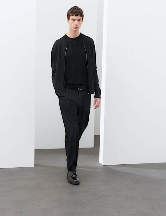 Blouson en maille de laine m&eacute;rinos m&eacute;lang&eacute;e