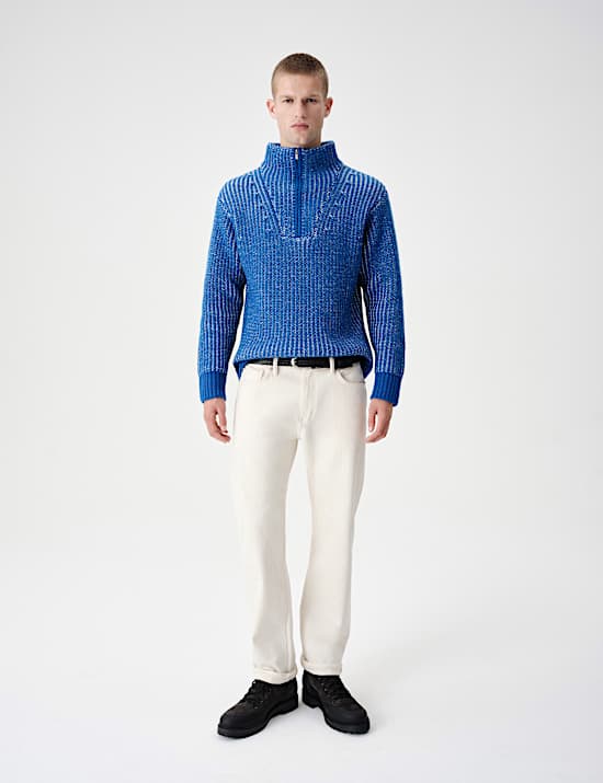 Wool Blend Funnel Neck Plaited Jumper