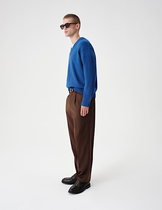 Wool Blend Chunky V Neck Jumper