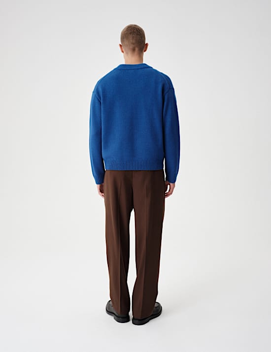 Wool Blend Chunky V Neck Jumper