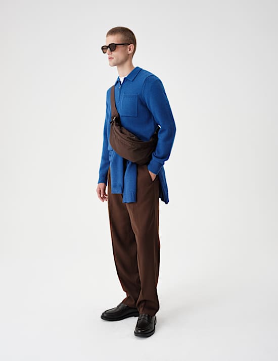 Quarter Zip Knitted Polo Shirt
