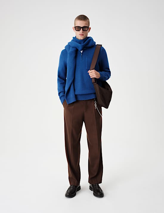 Quarter Zip Knitted Polo Shirt