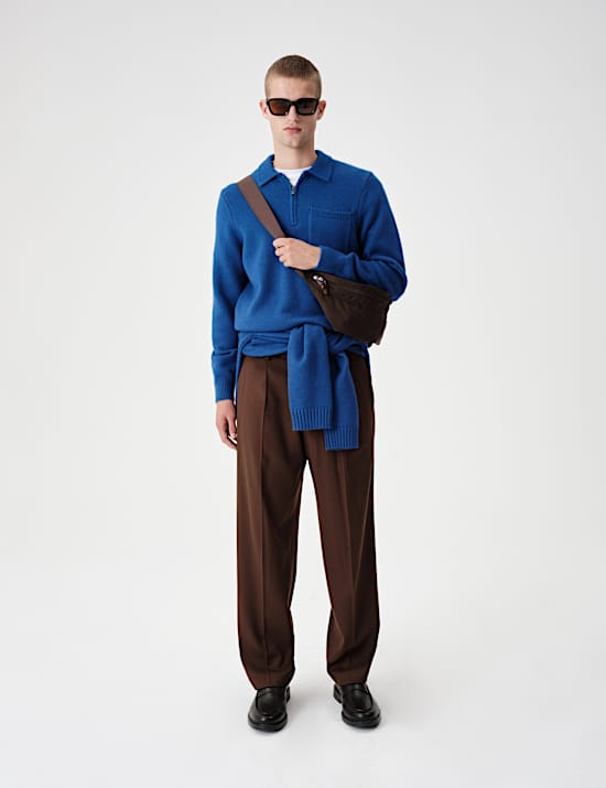 Quarter Zip Knitted Polo Shirt