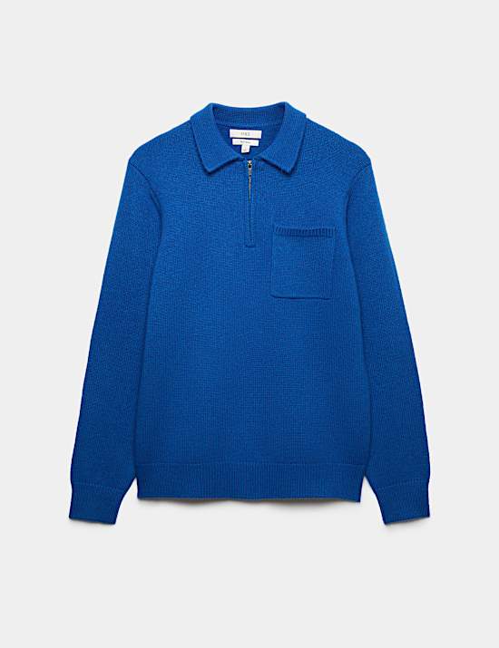 Quarter Zip Knitted Polo Shirt