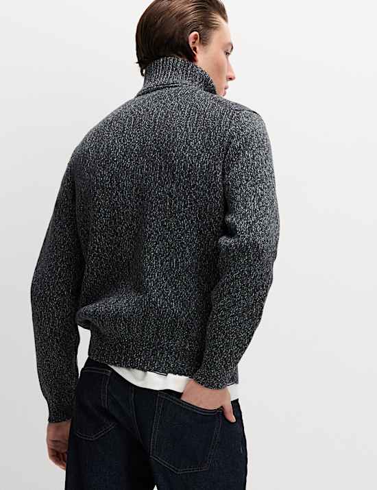 Pure Cotton Half Zip Funnel Neck Jumper