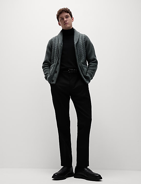 Cable Shawl Collar Cardigan