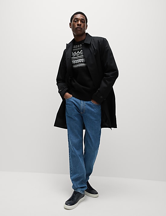 Πουλόβερ με κλειστή στρογγυλή λαιμόκοψη και νορβηγικό σχέδιο από μαλλί