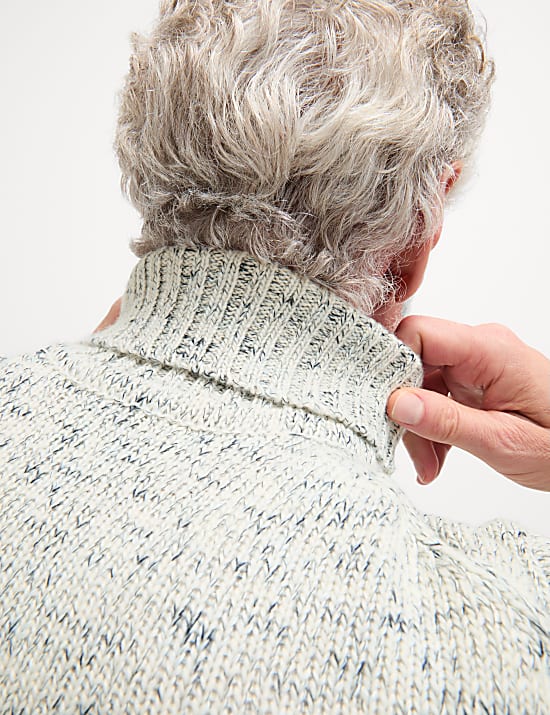 Textured Roll Neck Jumper with Wool