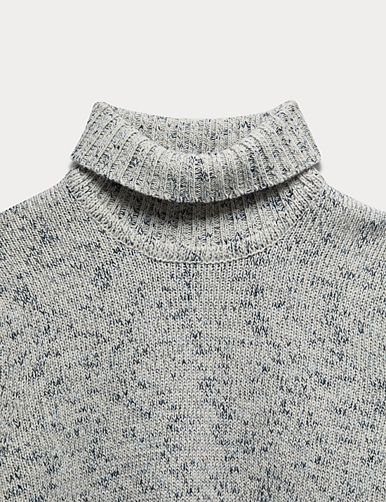 Textured Roll Neck Jumper with Wool