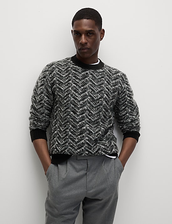 Supersoft with Wool Striped Crew Neck Jumper