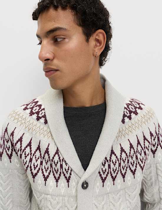 Cárdigan Fair Isle de punto trenzado