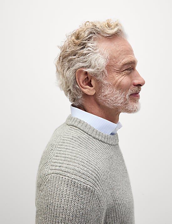 Lambswool Blend Textured Crew Neck Jumper