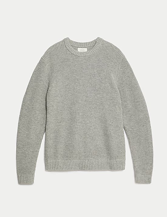 Lambswool Blend Textured Crew Neck Jumper
