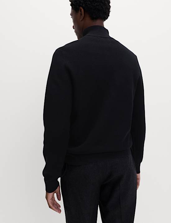 Cotton Rich Textured Half Zip Jumper