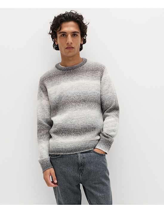Ombre Stripe Crew Neck Jumper with Wool