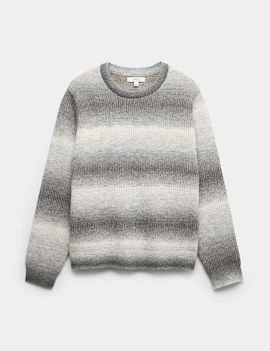 Ombre Stripe Crew Neck Jumper with Wool