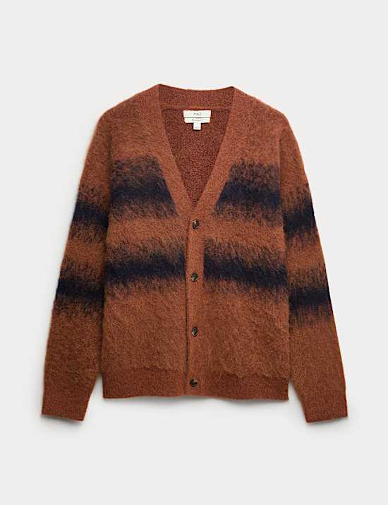 Proužkovan&yacute; kardigan s v&yacute;střihem do V, z př&iacute;jemn&eacute;ho &uacute;pletu