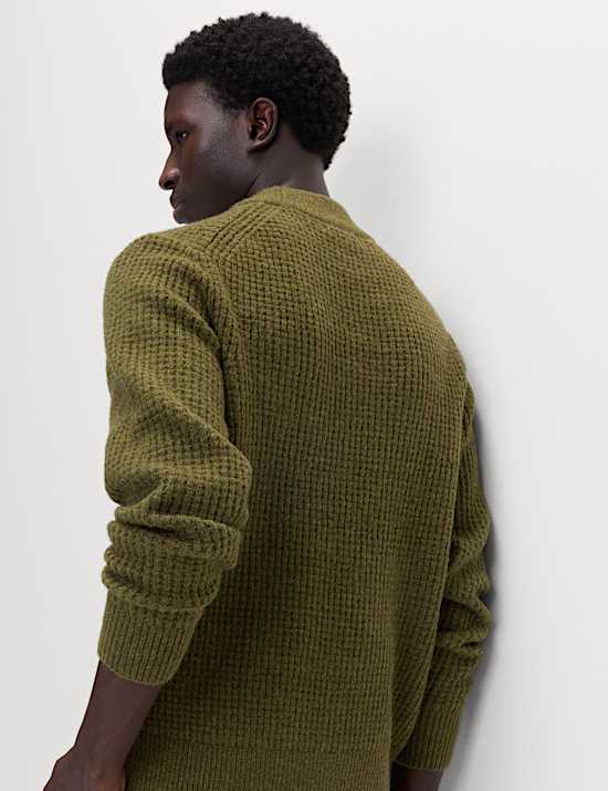 Waffle Knit High Neck Jumper with Wool