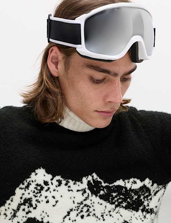 Pull en laine mérinos bouclée à motif montagne