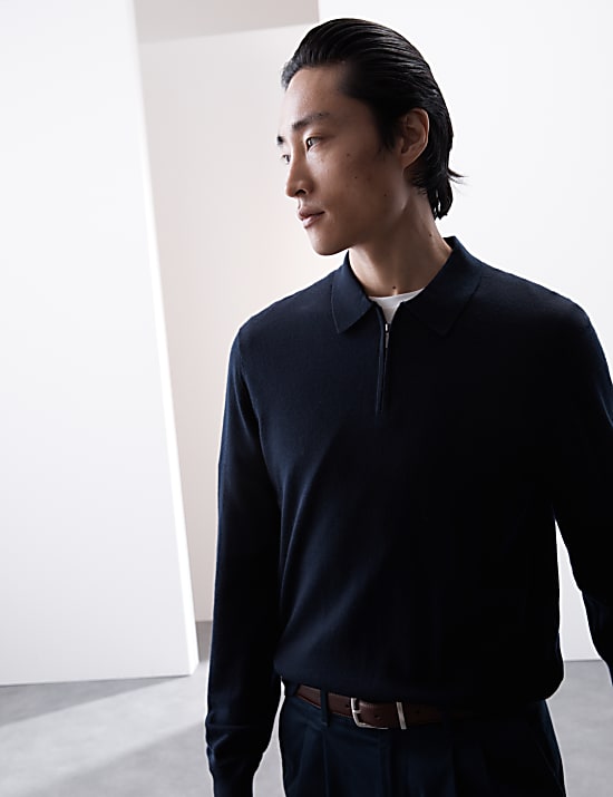 Pure Extra Fine Merino Wool Knitted Polo