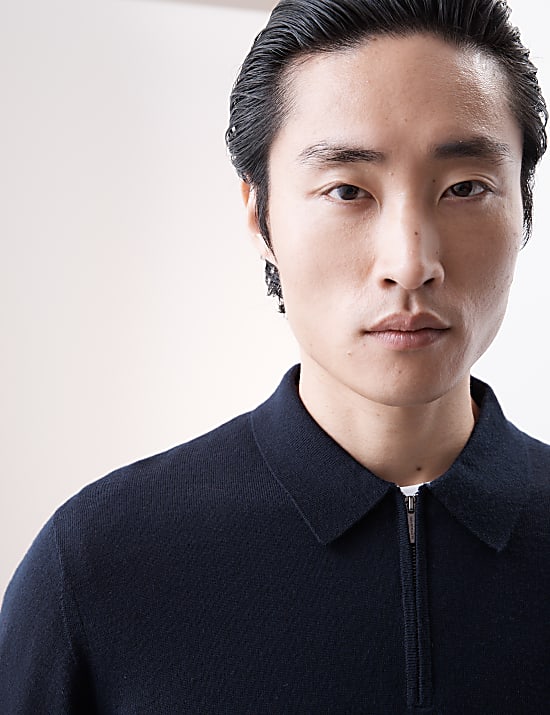Pure Extra Fine Merino Wool Knitted Polo
