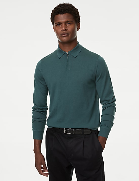 Pure Extra Fine Merino Wool Knitted Polo