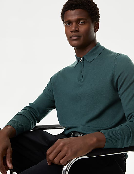 Pure Extra Fine Merino Wool Knitted Polo