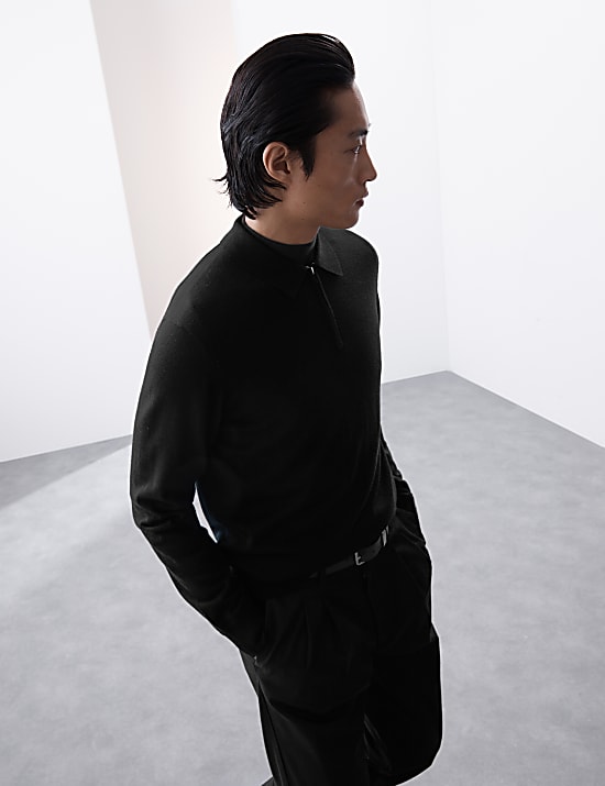 Pure Extra Fine Merino Wool Knitted Polo
