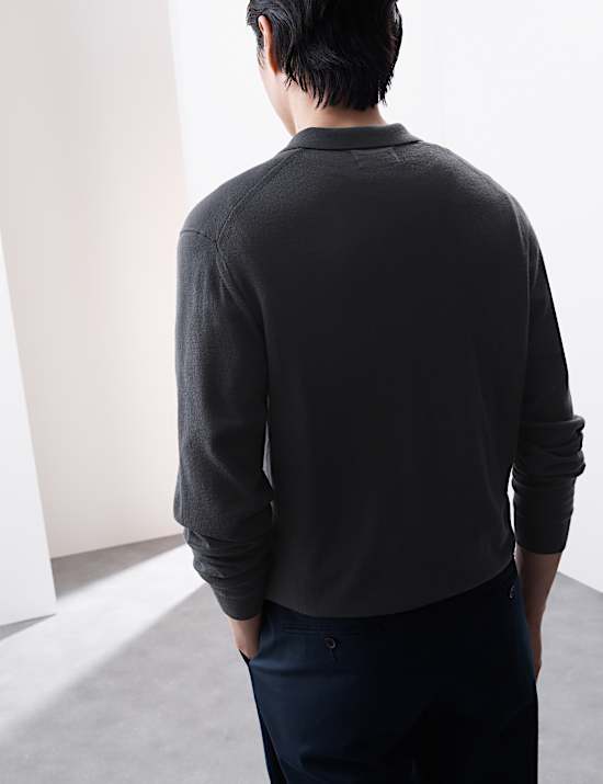 Pure Extra Fine Merino Wool Knitted Polo Shirt