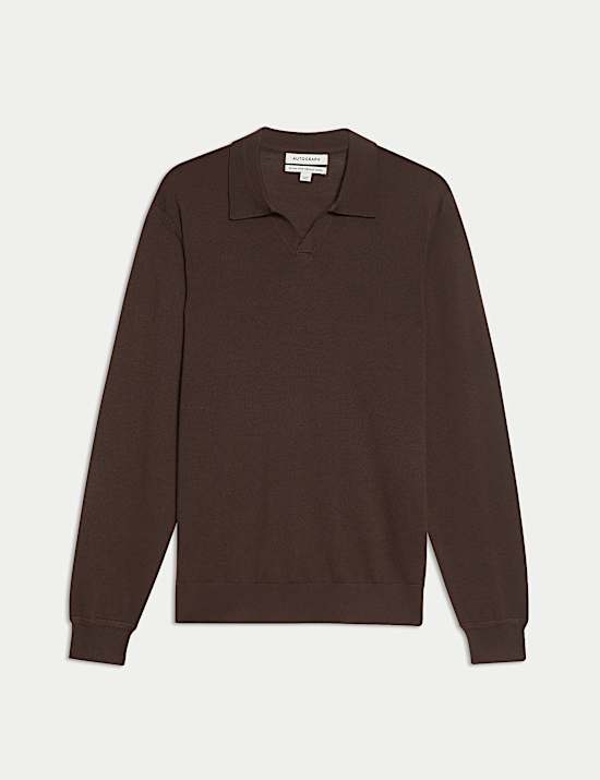 Pure Extra Fine Merino Wool Knitted Polo Shirt