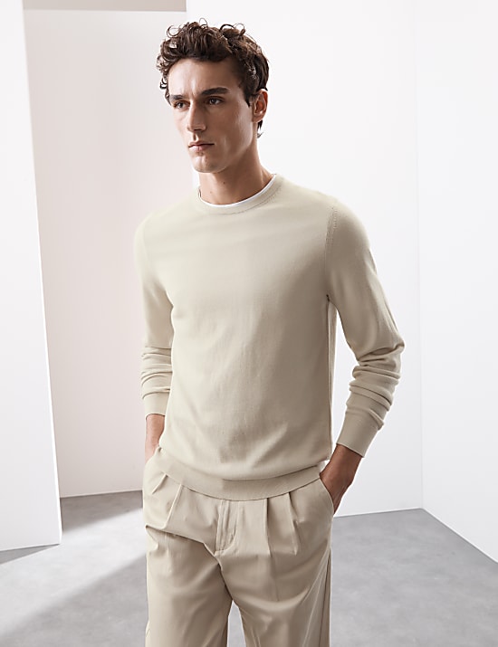 Pure Extra Fine Merino Wool Crew Neck Jumper