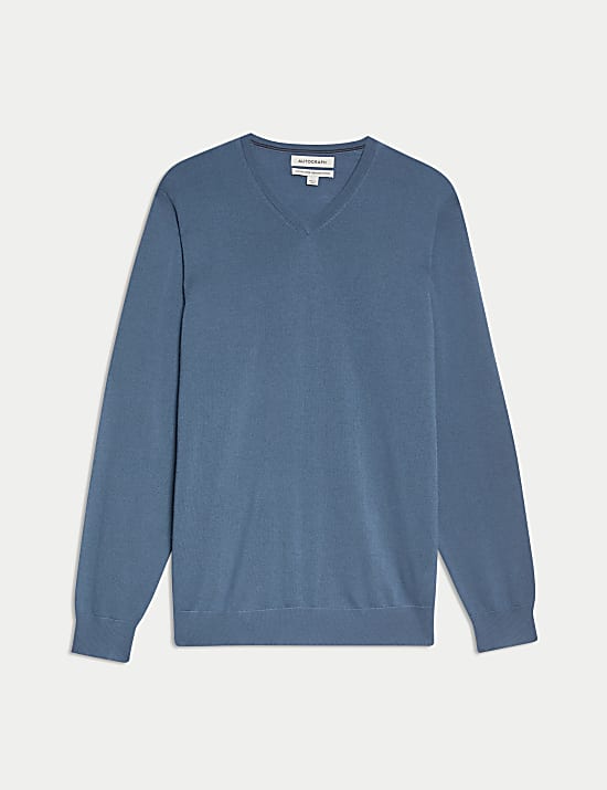Pure Extra Fine Merino Wool V-Neck Jumper
