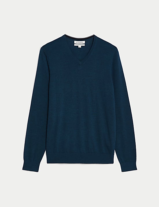 Πουλόβερ με λαιμόκοψη V από μαλλί Merino Extra Fine