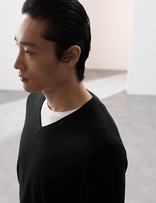 Pure Extra Fine Merino Wool V-Neck Jumper