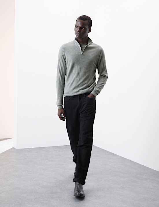 Pure Extra Fine Merino Wool Half Zip Jumper