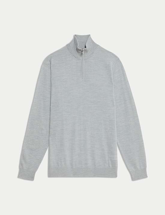 Pure Extra Fine Merino Wool Half Zip Jumper