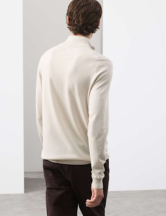 Πουλόβερ με φερμουάρ από μαλλί Merino Extra Fine