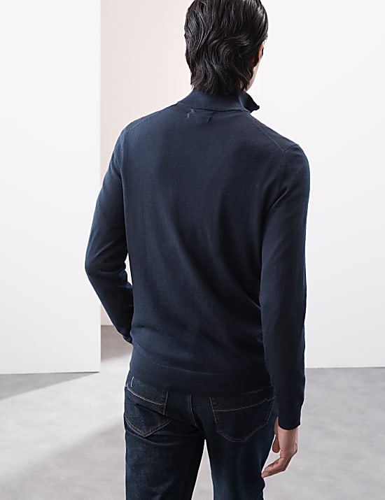 Pure Extra Fine Merino Wool Half Zip Jumper