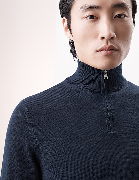 Pure Extra Fine Merino Wool Half Zip Jumper