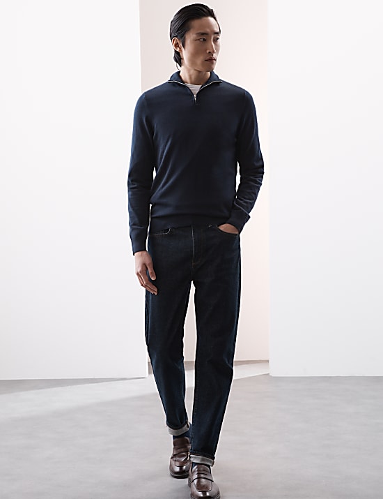 Pure Extra Fine Merino Wool Half Zip Jumper