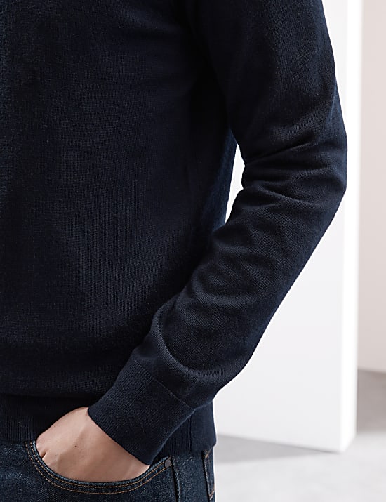 Pure Extra Fine Merino Wool Half Zip Jumper