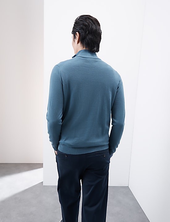 Pure Extra Fine Merino Wool Half Zip Jumper