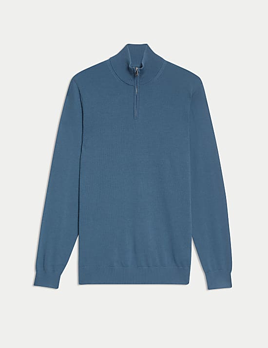 Pure Extra Fine Merino Wool Half Zip Jumper