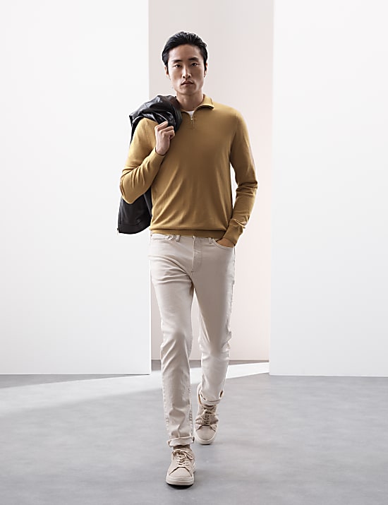 Pure Extra Fine Merino Wool Half Zip Jumper