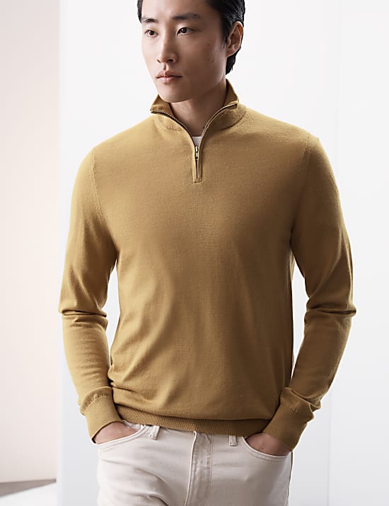 Pure Extra Fine Merino Wool Half Zip Jumper