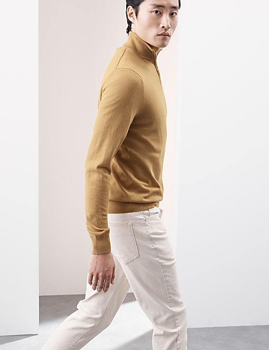 Pure Extra Fine Merino Wool Half Zip Jumper
