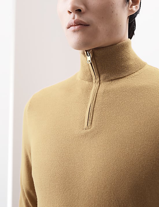 Pure Extra Fine Merino Wool Half Zip Jumper