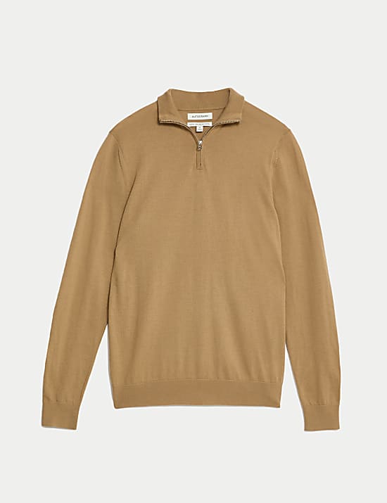 Pure Extra Fine Merino Wool Half Zip Jumper