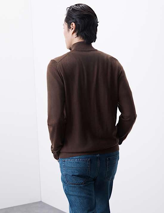 Pure Extra Fine Merino Wool Half Zip Jumper